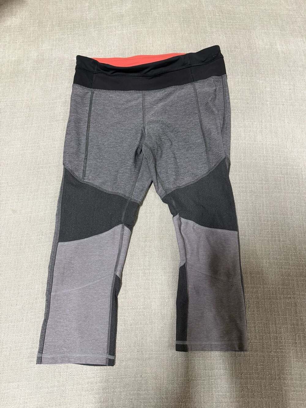 Lululemon Pace Rival Colorblock Crop Leggings Grey Black Size 8